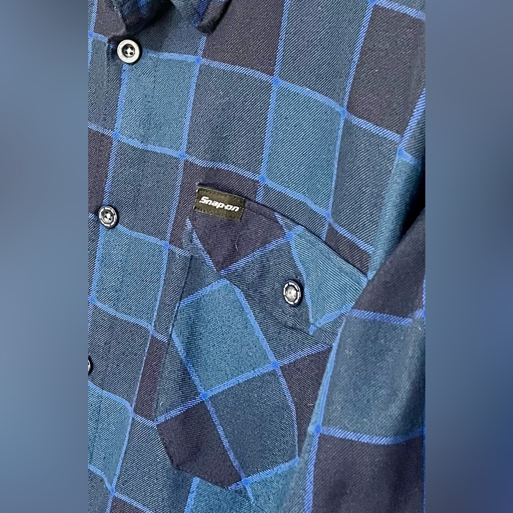 DIXXON / Snap-On Limited Edition Men's Blue Green Black Plaid Flannel Shirt - Picture 8 of 9
